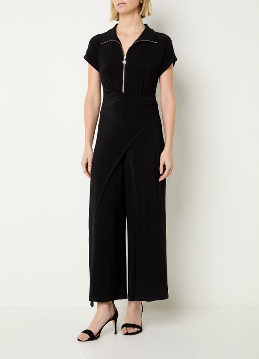 Joseph Ribkoff Wide fit jumpsuit met asymmetrische zoom