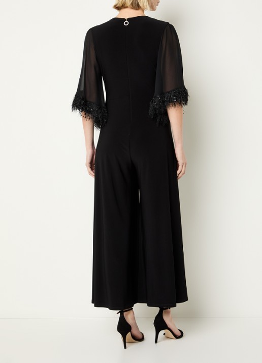 Joseph Ribkoff Wide fit jumpsuit met plooidetail - achterkant 4 zwart