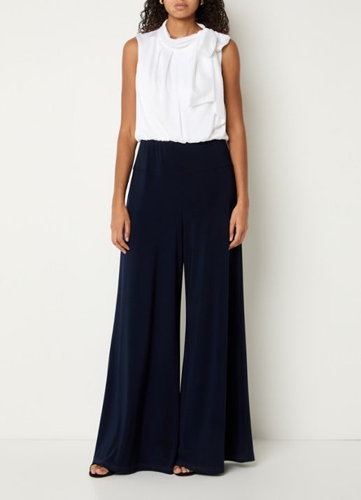 Joseph Ribkoff Wide fit jumpsuit met sjaalkraag