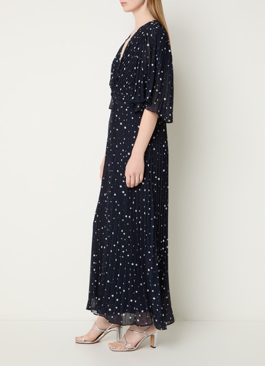 Joseph Ribkoff Wide fit jumpsuit met stippenprint - voorkant 2 donkerblauw