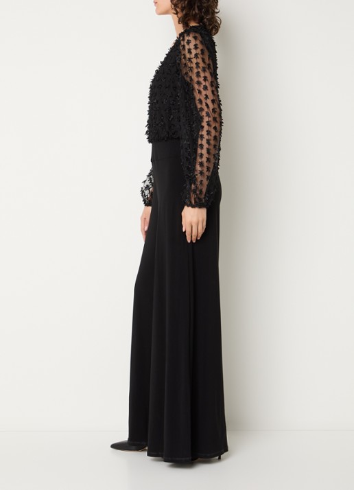 Joseph Ribkoff Wide fit jumpsuit met V-hals - voorkant 3 zwart