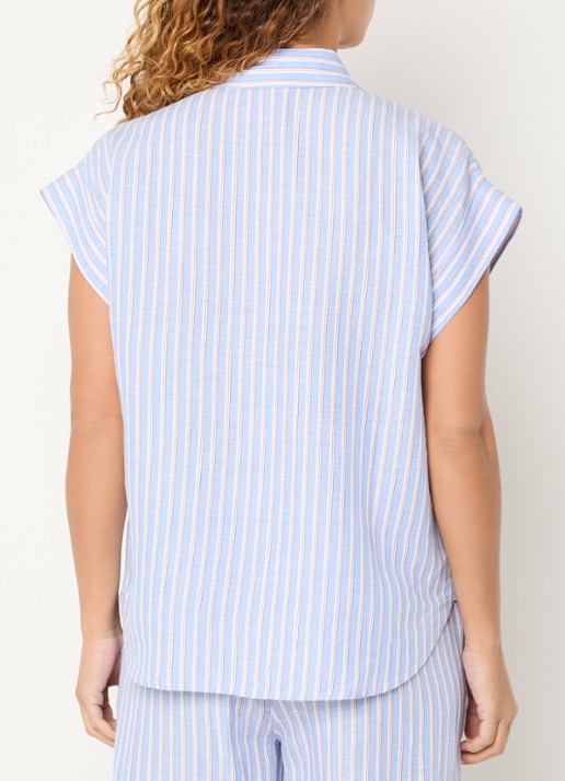 Josephine & Co Barndon blouse in linnenblend met streepprint - achterkant 3 blauw