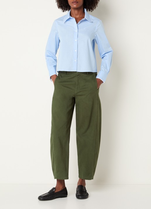 Josephine & Co Basile high waist balloon fit broek met steekzakken - voorkant 3 legergroen