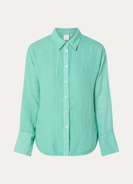Josephine & Co Bazil blouse van linnen - voorkant zeegroen