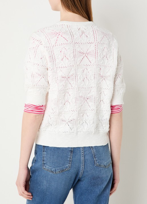 Josephine & Co Beau grofgebreid vest met opengebreid dessin - achterkant 4 wit
