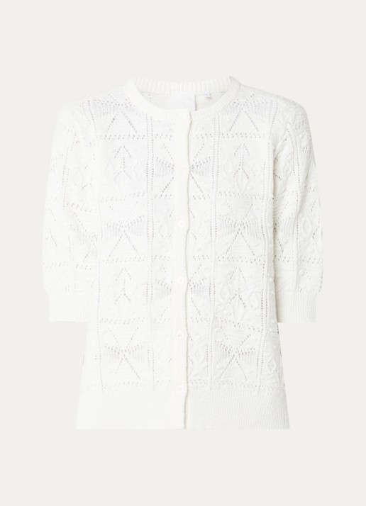 Josephine & Co Beau grofgebreid vest met opengebreid dessin - voorkant 2 wit