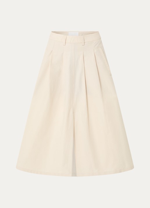 Josephine & Co Belle midi rok met plooidetail en split - voorkant beige