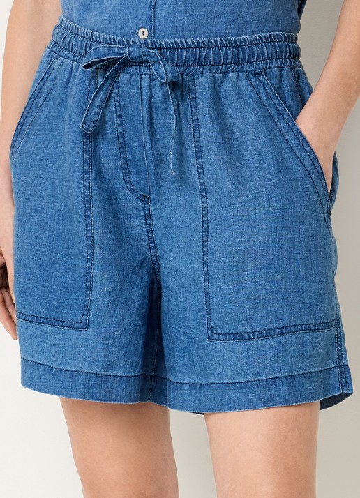 Josephine & Co Benno mid waist loose fit korte broek van chambray