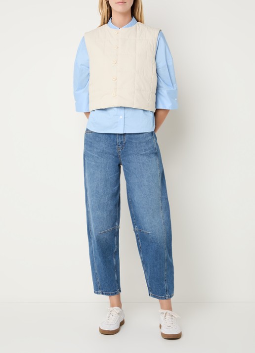 Josephine & Co Billie cropped bomberjack met quilt patroon - voorkant 2 creme