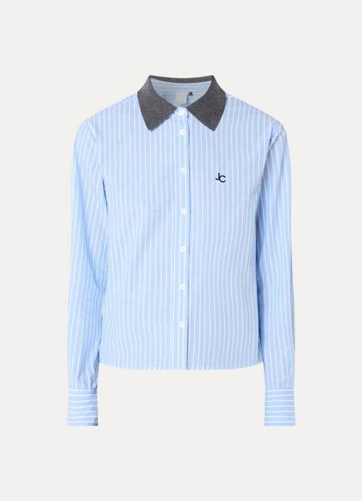 Josephine & Co Bink blouse met ruitdessin - voorkant 2 lichtblauw