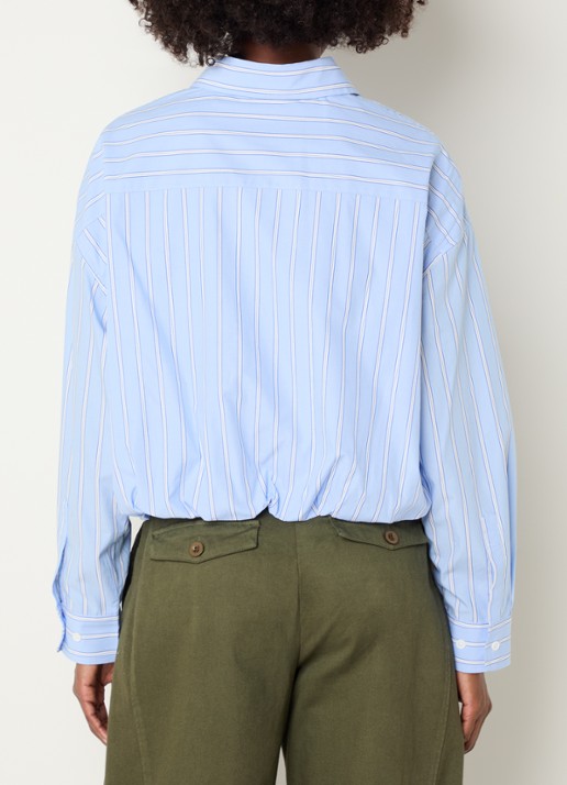 Josephine & Co Bink blouse met streepprint en borstzak - achterkant lichtblauw