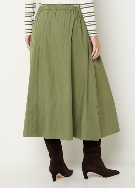 Josephine & Co Blume midi rok  met plooidetail - achterkant 4 mosgroen