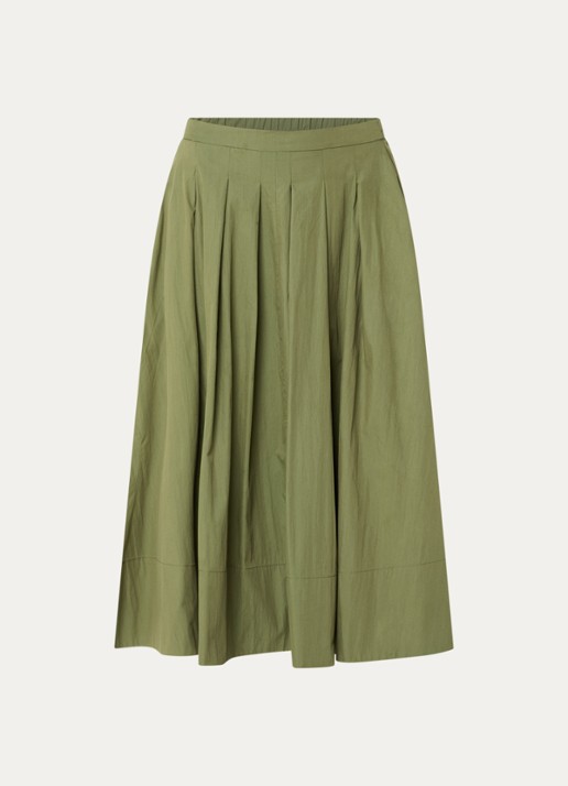Josephine & Co Blume midi rok  met plooidetail - voorkant 2 mosgroen