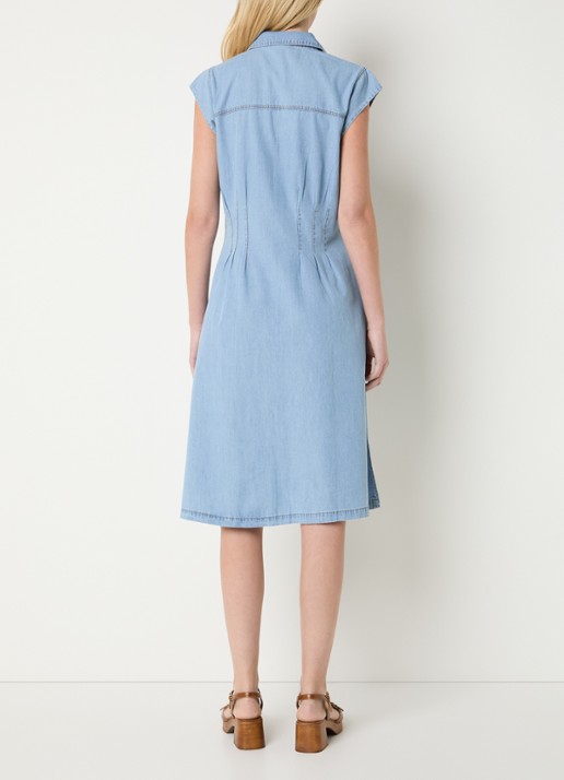 Josephine & Co Bo midi denimjurk met kraag - achterkant indigo