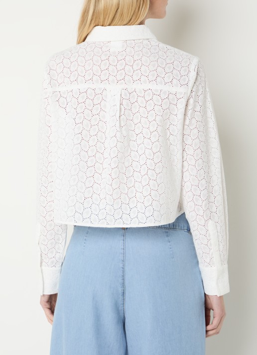 Josephine & Co Boaz cropped blouse met broderie - achterkant 4 wit