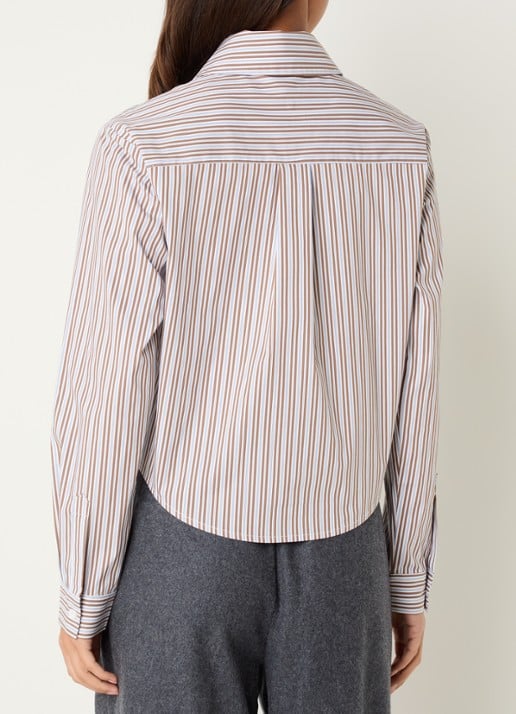 Josephine & Co Bodine blouse met streepprint en logoborduring - achterkant camel
