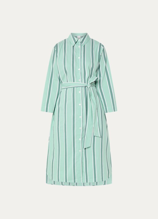 Josephine & Co Boudewijn midi blousejurk met streepprint en strikceintuur - voorkant 3 mint