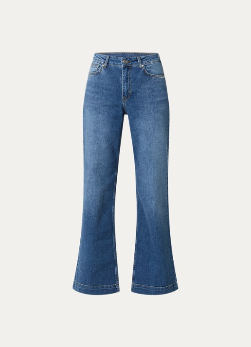 Josephine & Co Bram high waist flared jeans met medium wassing - voorkant 2 indigo