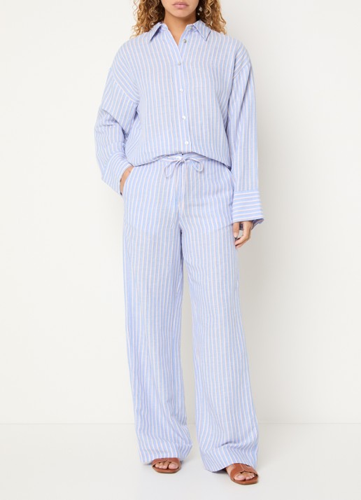 Josephine & Co Brandy blouse met streepprint - voorkant 3 blauw