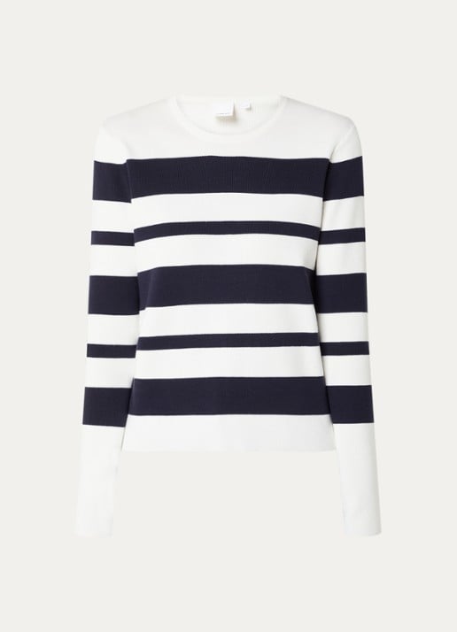 Josephine & Co Breanne sweater met streepprint - voorkant donkerblauw