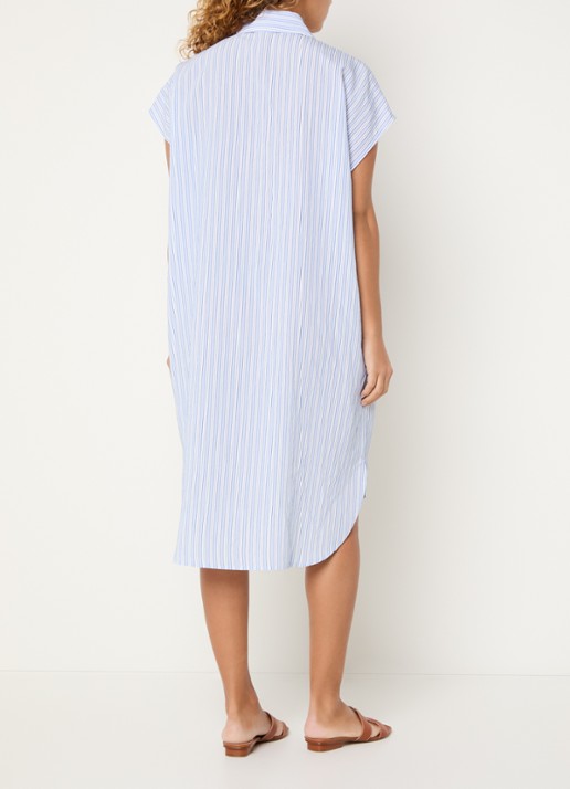 Josephine & Co Bree midi blousejurk met streepprint - achterkant 4 lichtblauw