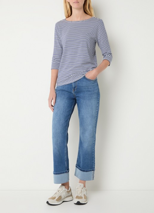 Josephine & Co Brit T-shirt met boothals en streepprint - voorkant 4 donkerblauw