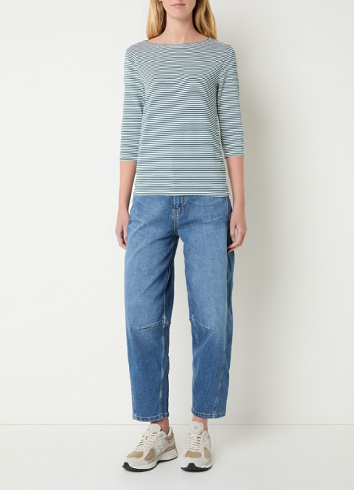 Josephine & Co Brit T-shirt met boothals en streepprint - voorkant 3 donkergroen