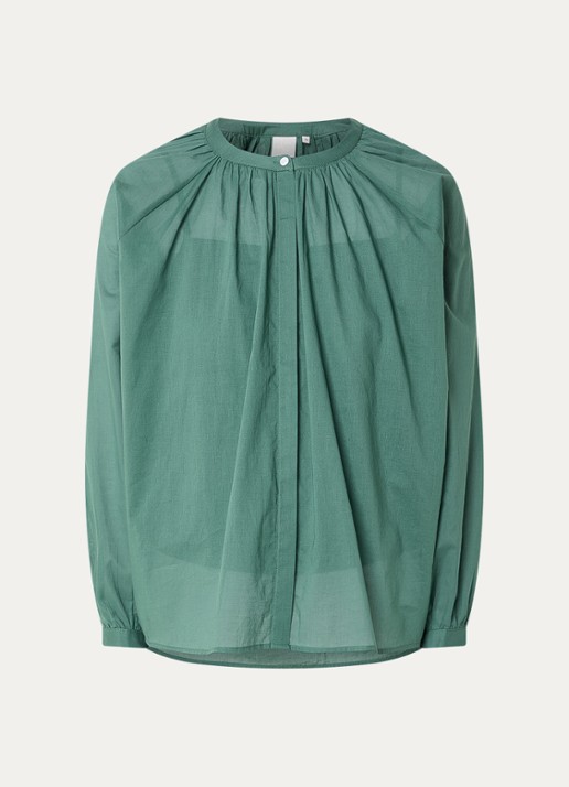 Josephine & Co Brooklynn blouse met stolpplooi en ballonmouw - voorkant zeegroen