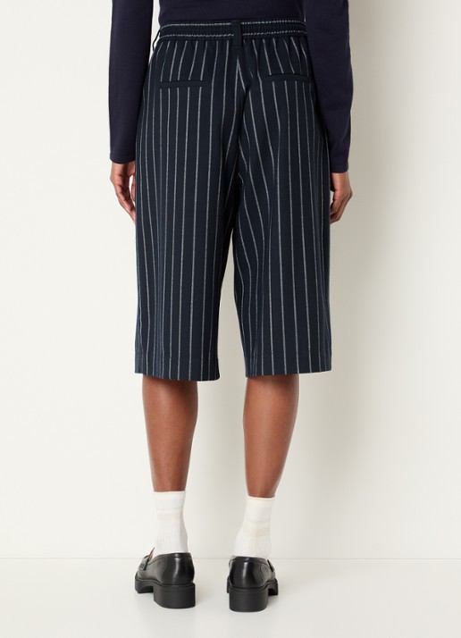 Josephine & Co Camden high waist loose fit korte pantalon met streepprint - achterkant donkerblauw