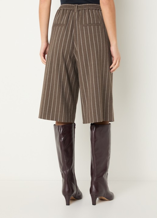 Josephine & Co Camden high waist loose fit korte pantalon met streepprint - achterkant 4 bruin