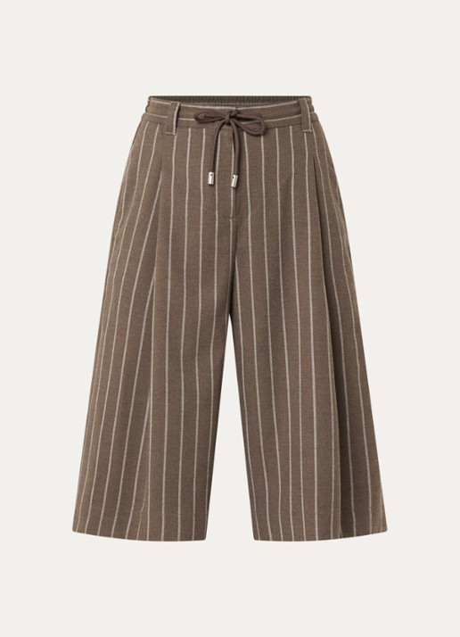 Josephine & Co Camden high waist loose fit korte pantalon met streepprint - voorkant bruin