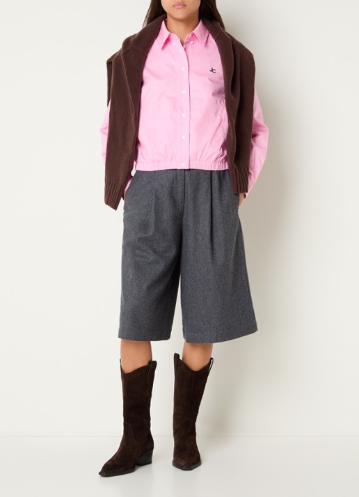 Josephine & Co Camden high waist wide fit korte broek - voorkant 3 donkergrijs