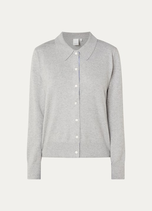 Josephine & Co Cara fijngebreid vest in kasjmierblend met kraag - voorkant 3 lichtgrijs