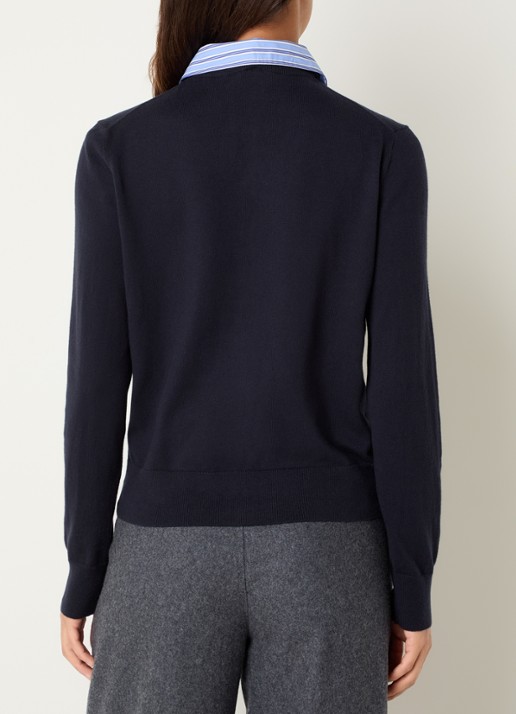 Josephine & Co Carleigh fijngebreid vest met afneembare kraag - achterkant 2 donkerblauw