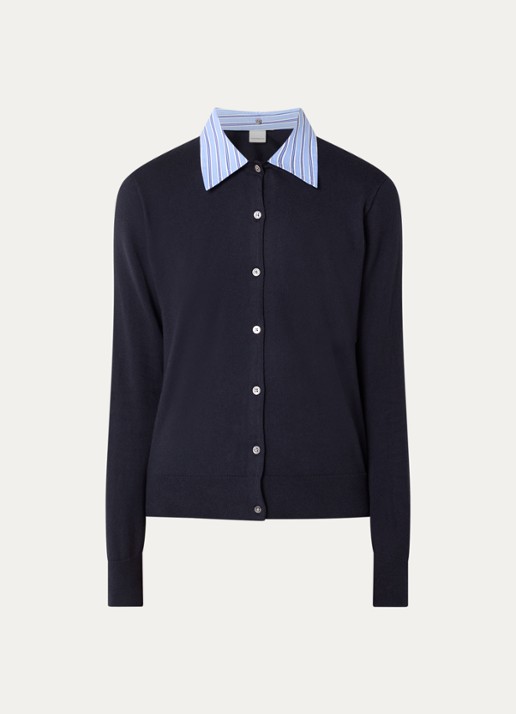 Josephine & Co Carleigh fijngebreid vest met afneembare kraag - voorkant 3 donkerblauw
