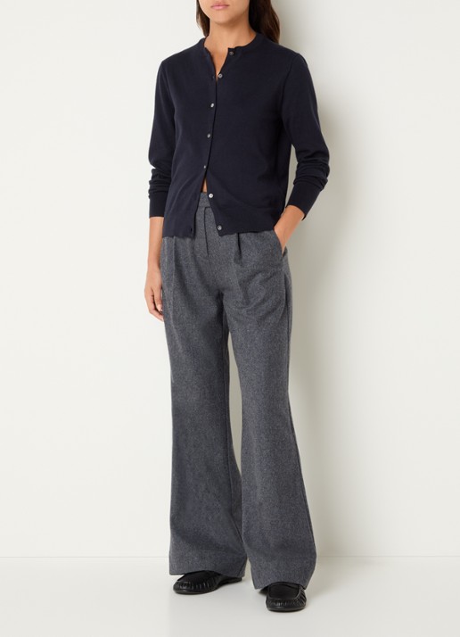 Josephine & Co Carleigh fijngebreid vest met afneembare kraag - voorkant 4 donkerblauw