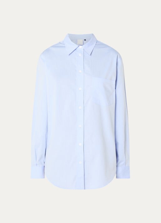 Josephine & Co Casa blouse met borstzak - voorkant 3 lichtblauw