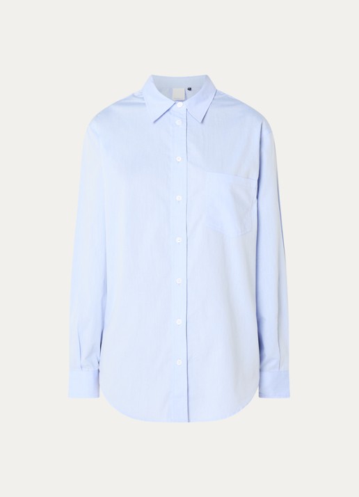 Josephine & Co Cass blouse met borstzak - voorkant 2 lichtblauw