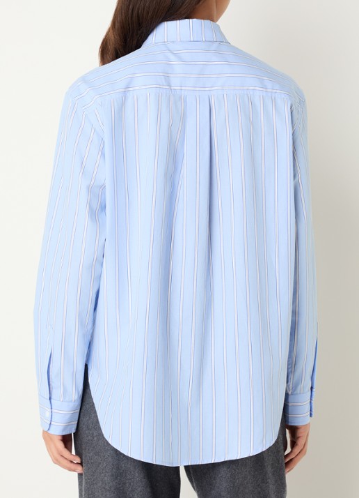 Josephine & Co Cass longline blouse met streepprint - achterkant lichtblauw