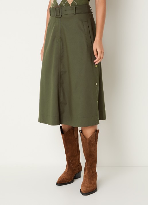 Josephine & Co Cassie midi rok met steekzakken en ceintuur