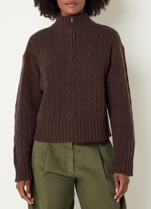 Josephine & Co Claude kabelgebreide trui met halve rits en col