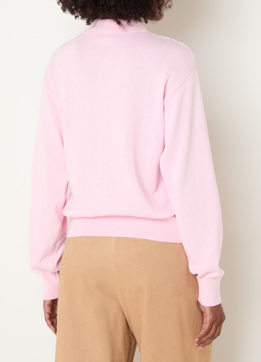 Josephine & Co Clem fijngebreide pullover met ruitdessin - achterkant 4 lichtroze