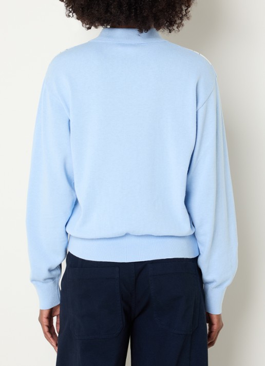 Josephine & Co Clem fijngebreide pullover met ruitdessin - achterkant 4 lichtblauw