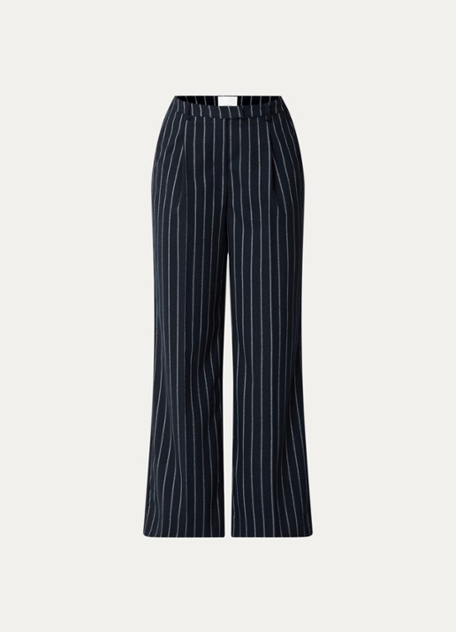 Josephine & Co Clio high waist wide fit pantalon met steekzakken - voorkant 3 donkerblauw