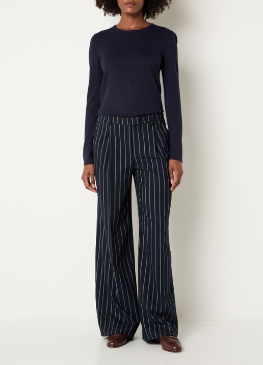 Josephine & Co Clio high waist wide fit pantalon met steekzakken - voorkant 4 donkerblauw