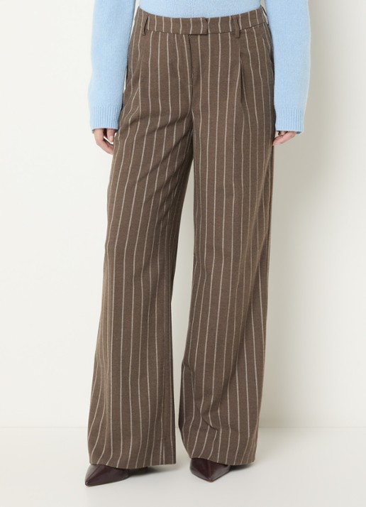 Josephine & Co Clio high waist wide fit pantalon met steekzakken - detail 4 bruin