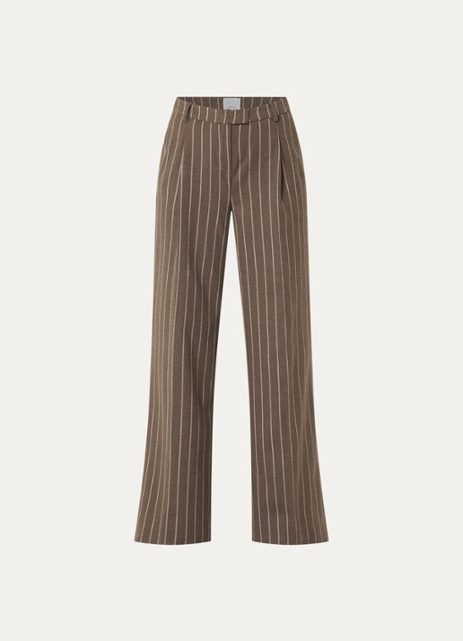 Josephine & Co Clio high waist wide fit pantalon met steekzakken - voorkant 2 bruin