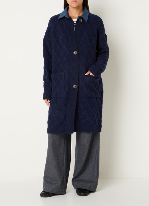 Josephine & Co Constantijn longline grofgebreid vest met opstaande zakken