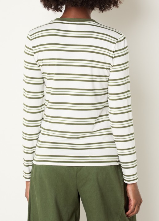 Josephine & Co Cosimo longsleeve met streepprint - achterkant 2 mosgroen