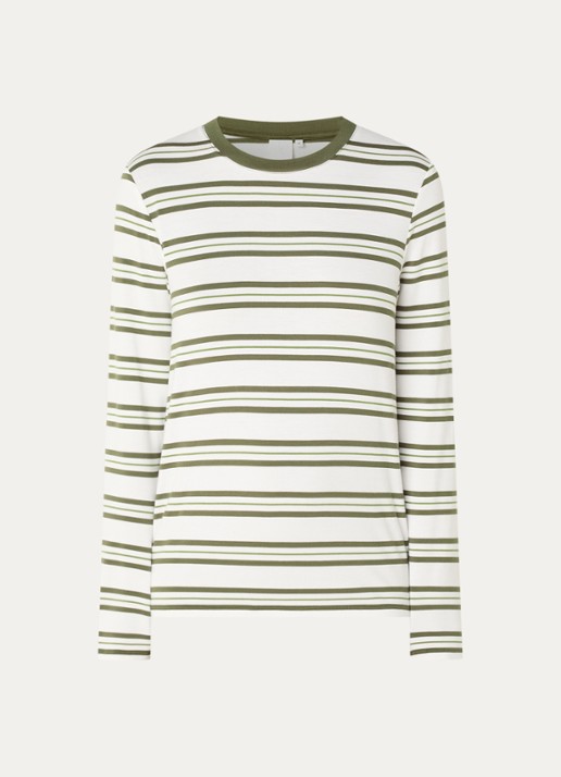 Josephine & Co Cosimo longsleeve met streepprint - voorkant 3 mosgroen